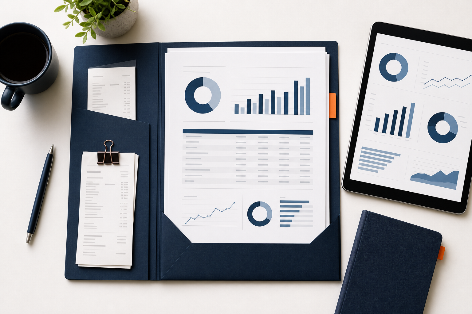 Monthly close packet with bookkeeping reports